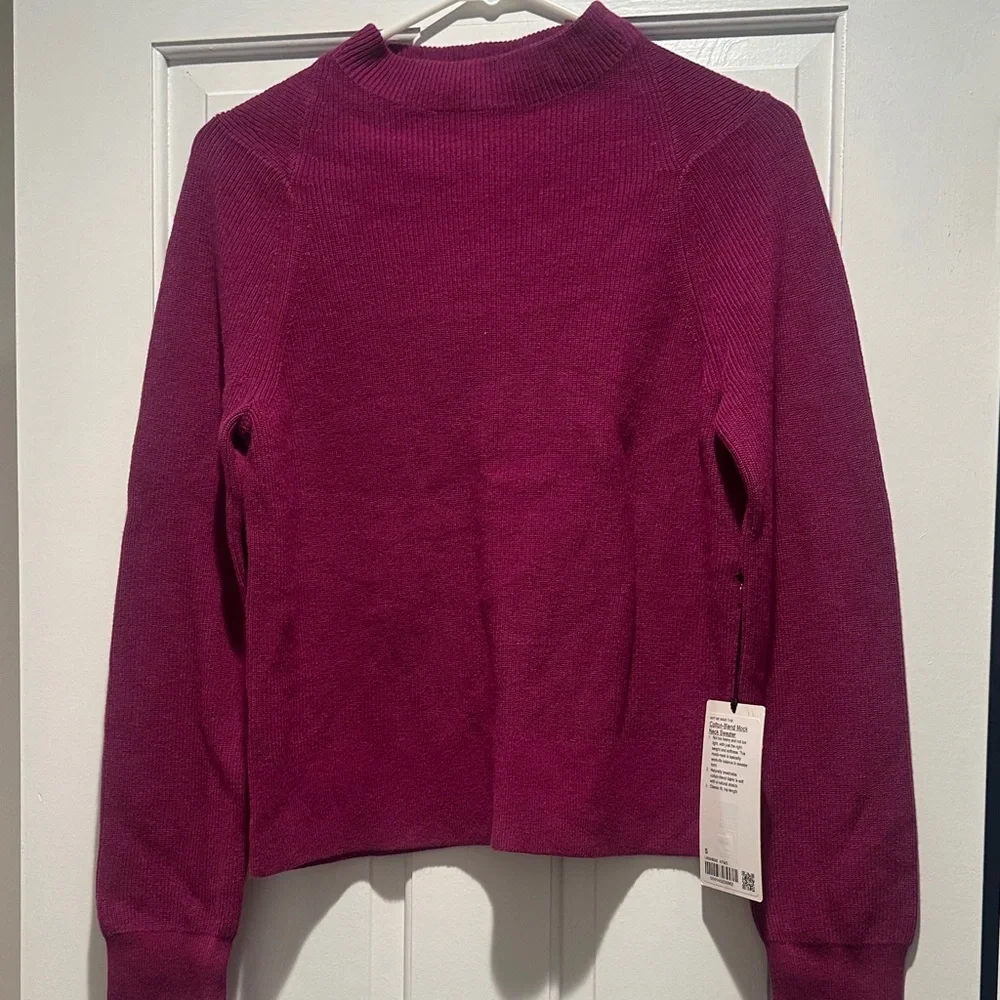 Lululemon Cotton-Blend Mock-Neck Sweater Heathered Wild Berry - Picture 3 of 6